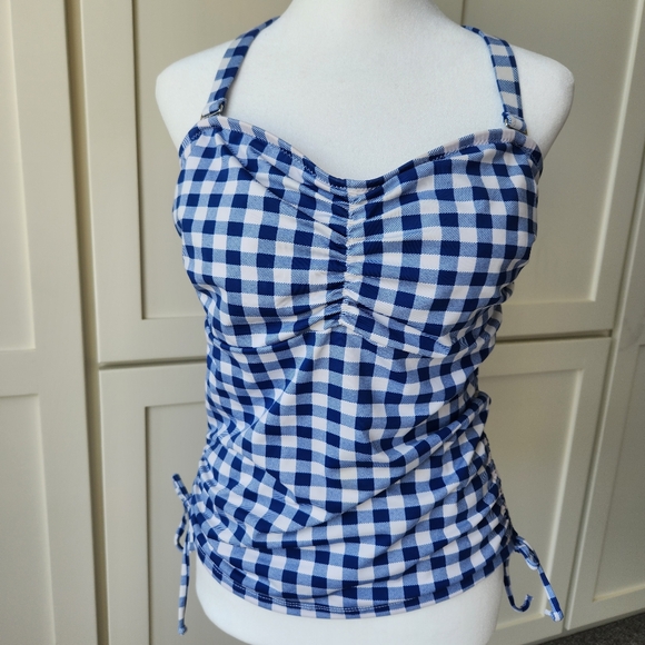 Rey Swimwear Other - Rey Swimwear Elizabeth In Gingham Tankini Top Blue White Checkered Large